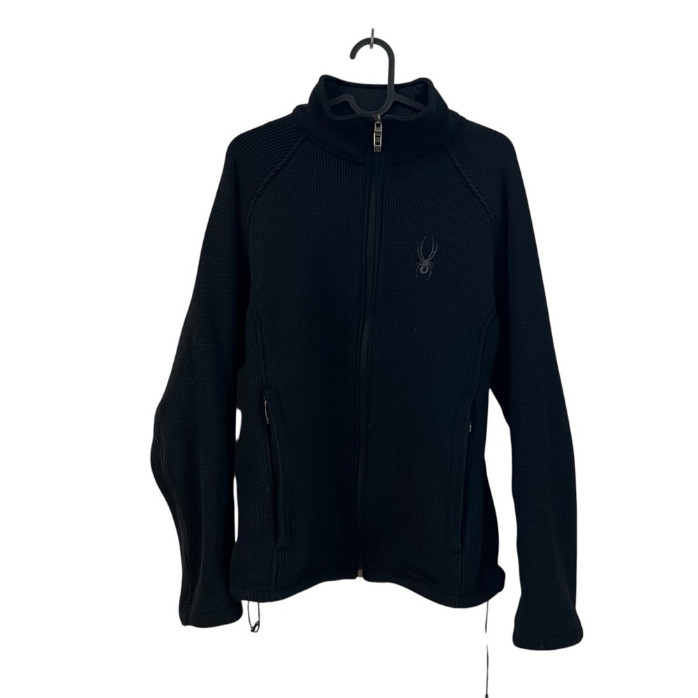 Spyder Core Sweater Black Full-Zip Jacket Mens Small Pockets Adjustable waist